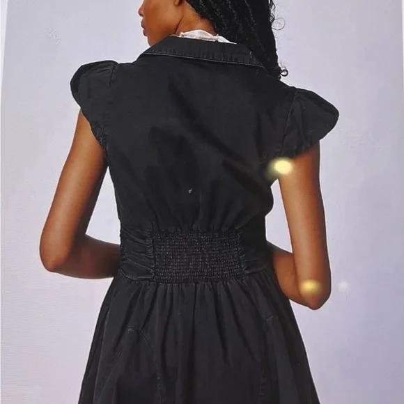 FREE PEOPLE Chester black Denim Mini Dress SIZE M - Picture 3 of 7